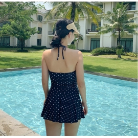wimsuit Women Dot Swimwear Ruffle Monokini Push Up Swim Suit Bandeau