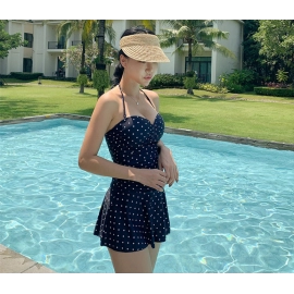 wimsuit Women Dot Swimwear Ruffle Monokini Push Up Swim Suit Bandeau